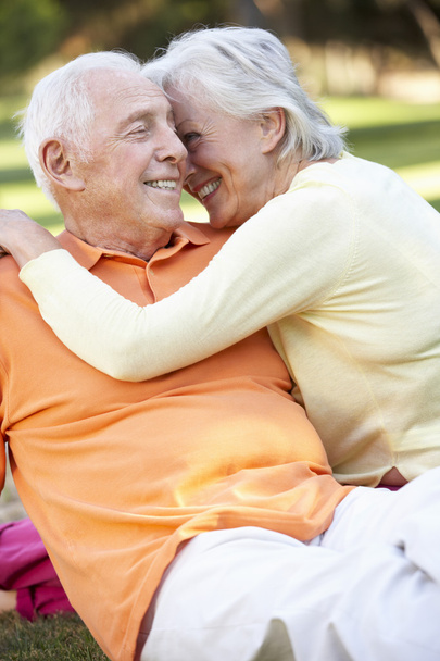 Romantic Senior Couple In Park - Valokuva, kuva