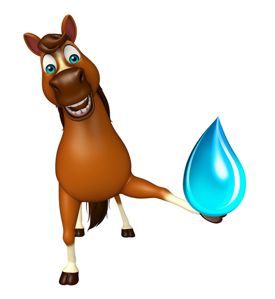 fun Horse cartoon character with water drop  - Photo, Image