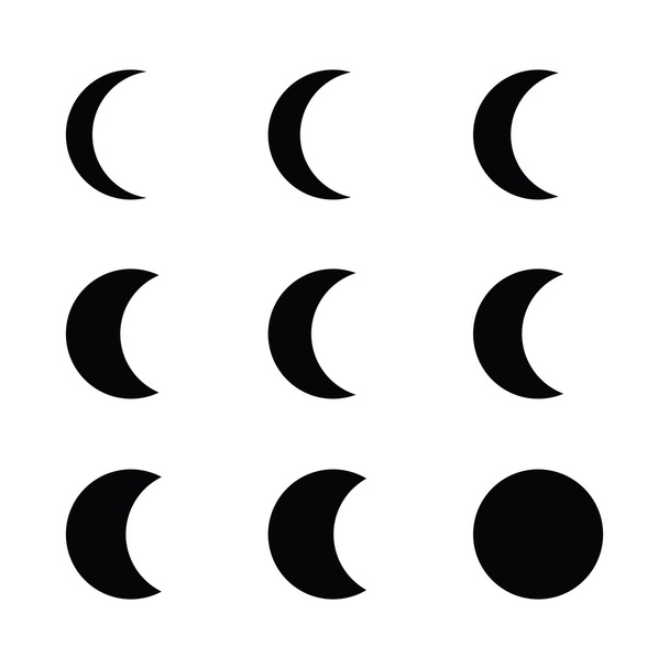 Lua fases silhueta ícone preto
 - Vetor, Imagem