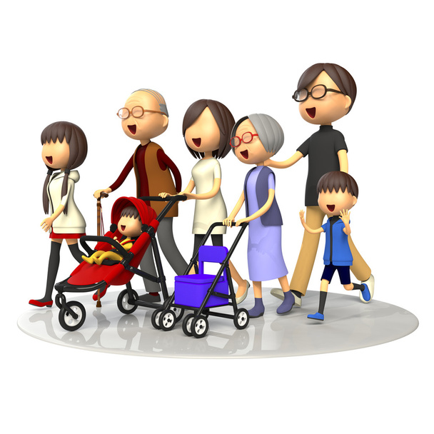 Τρεις γενιές της οικογένειας περπάτημα μαζί - Φωτογραφία, εικόνα