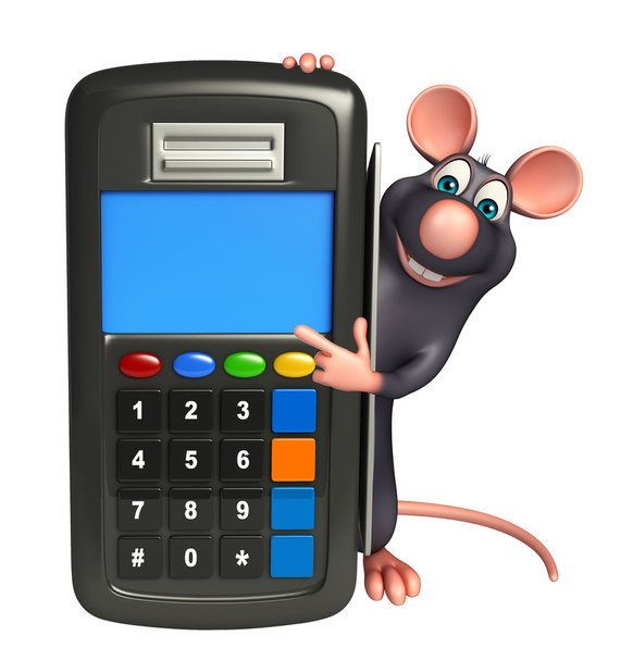 divertido Rato personagem de desenho animado com máquina de troca
 - Foto, Imagem