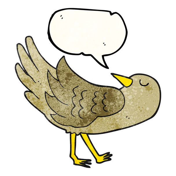 speech bubble textured cartoon bird - Vector, Image