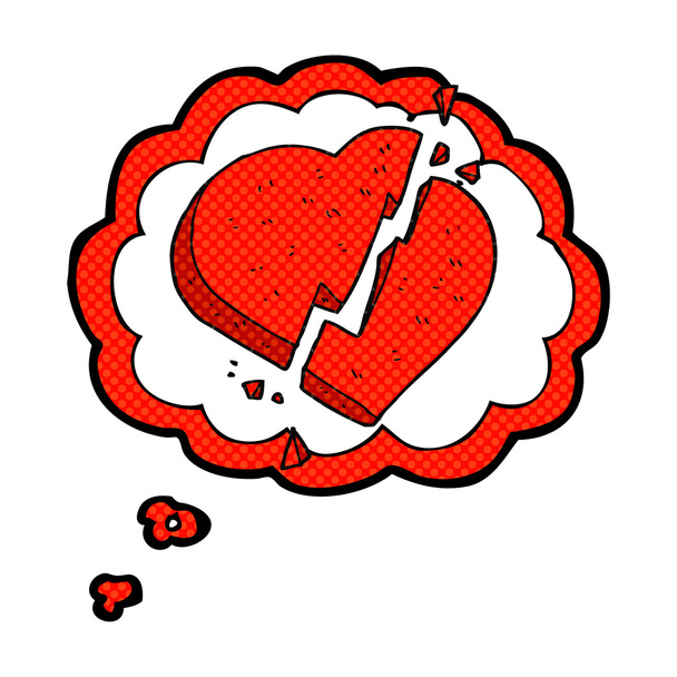 σκέψη φούσκα γελοιογραφία σπασμένη καρδιά σύμβολο - Διάνυσμα, εικόνα