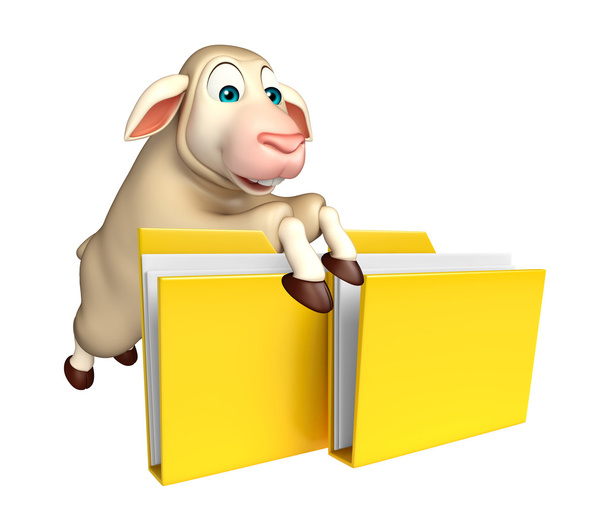 divertido personaje de dibujos animados de ovejas con carpeta
  - Foto, Imagen