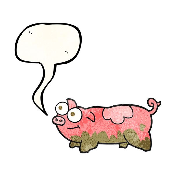 speech bubble textured cartoon pig - Vector, Image
