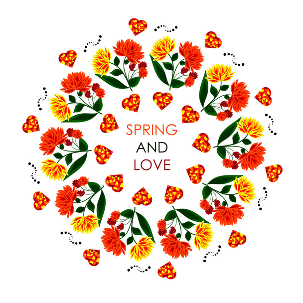 Mandala con corazones anaranjados para una primavera positiva. Puede ser utilizado para
 - Vector, Imagen