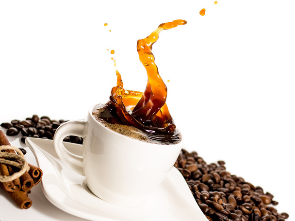 一杯のコーヒーのスプラッシュ - 写真・画像
