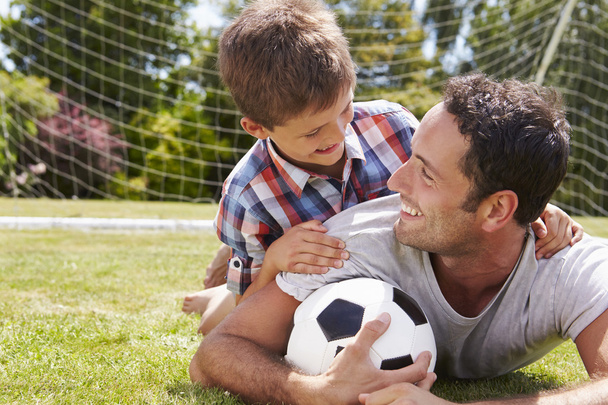 Father And Son With Football - Foto, Imagen