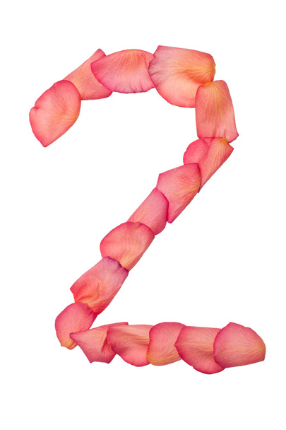 two number made of pink rose petal - Foto, Bild