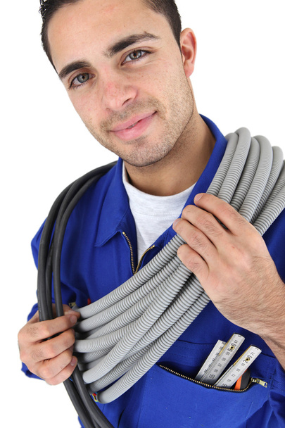 Portrait of young electrician - Photo, Image