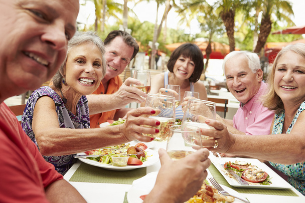 Senior Friends Enjoying Meal In Restaurant - Фото, зображення