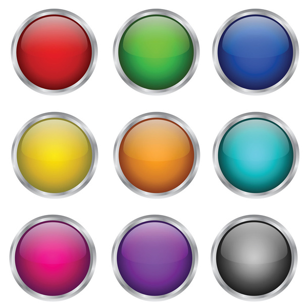 Vector set of round glass buttons - Vector, Image