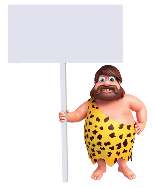 Cartoon caveman with a white board - Photo, Image