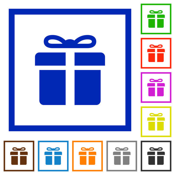 Gift box framed flat icons - Vector, Image