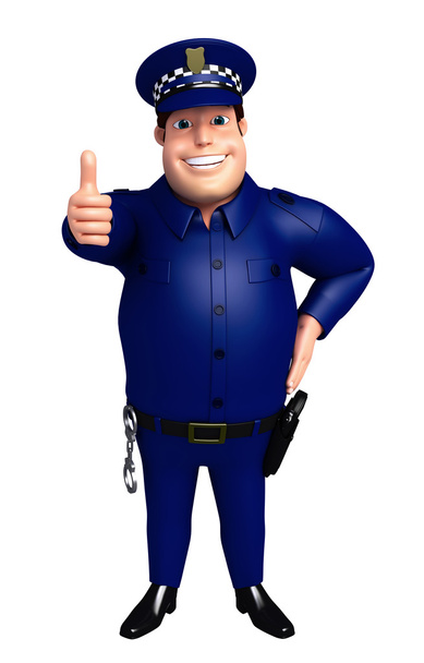 3D Rendered illustration of Police thumbs up pose - Photo, Image