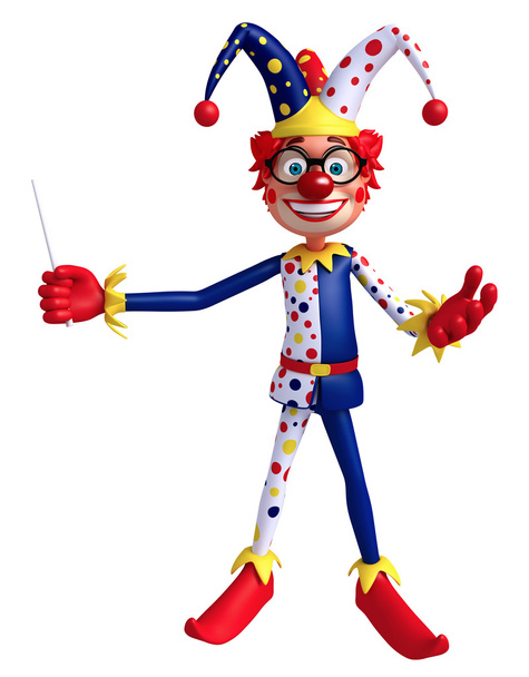 3D gerenderte Illustration einer schlanken Clown-Pointen-Pose - Foto, Bild