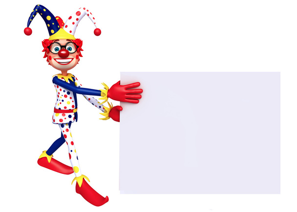 3D Изображение тонкого клоуна с белой доской
 - Фото, изображение