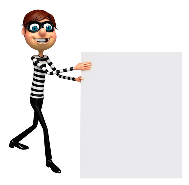 3D Rendered illustration of Thief with white board - Photo, Image