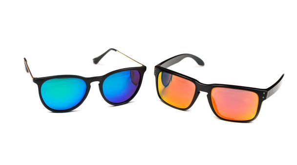 Two sunglasses, blue and yellow lens. - Zdjęcie, obraz