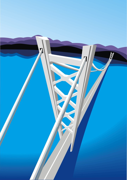 Uzun köprü ve mavi deniz güzel bir arka plan. - Vektör, Görsel