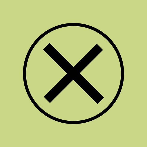 Cancelar icono, sobre fondo verde, borde del círculo, contorno oscuro
 - Vector, Imagen