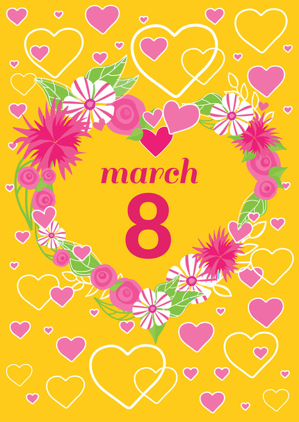Greeting Card 8 March Woman Day - Vector, Imagen