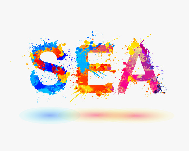 SEA. Splash paint word - Vektor, Bild