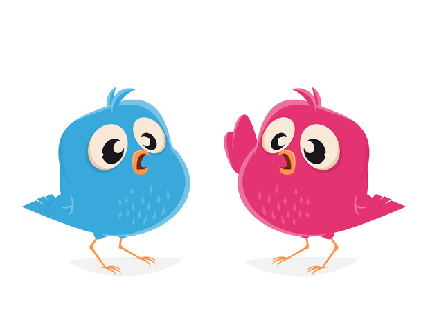 Pássaros de desenhos animados falando
 - Vetor, Imagem