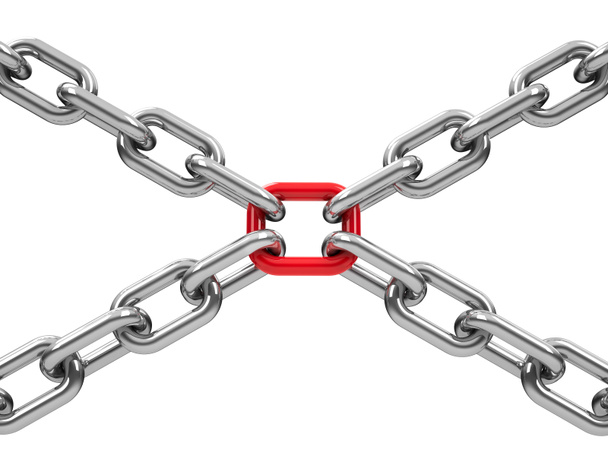 Chains with red link - Photo, image
