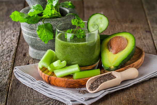 Healthy green juice smoothie - Fotó, kép