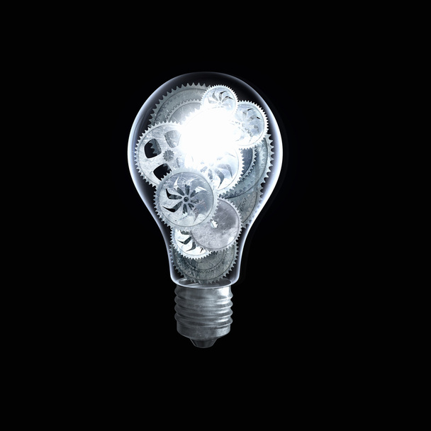 Electric bulb with gear wheels - Zdjęcie, obraz