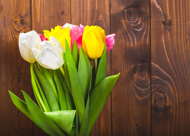 Bouquet Of  Spring Tulips - Fotoğraf, Görsel