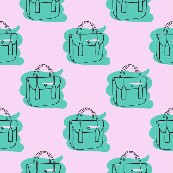 Bag seamless pattern pink hand draw - Vector, Image