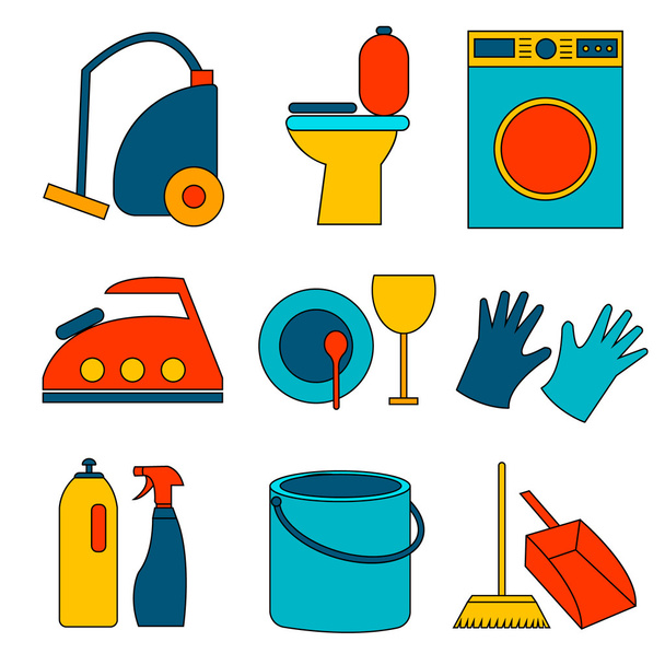 Flat colored icon of cleaning service for web banners, web sites, infographics. Vector template for professional cleaning company. - Vector, Image