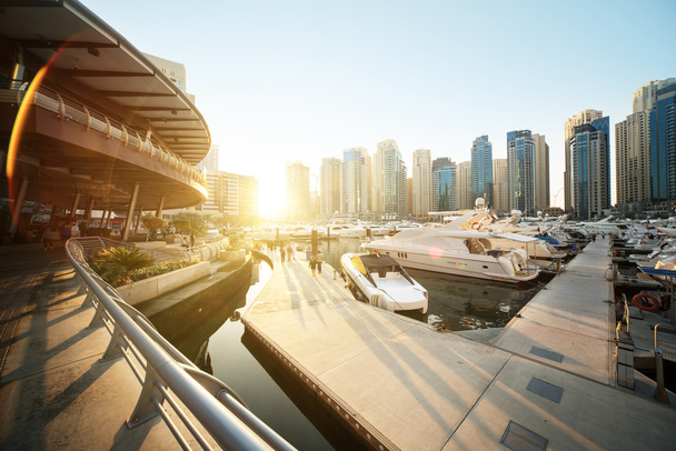 Dubai Marina při západu slunce, Spojené arabské emiráty - Fotografie, Obrázek