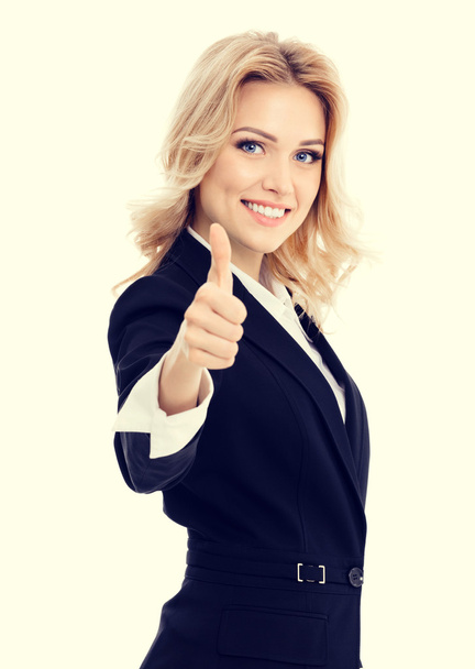 businesswoman showing thumbs up gesture - Foto, Imagen