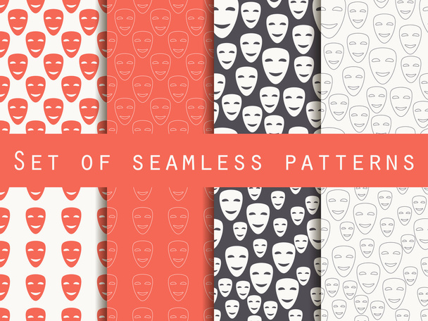 Mask with a smile seamless pattern. A set of patterns to the first on April Fools' Day. Vector illustration. - Vector, Image