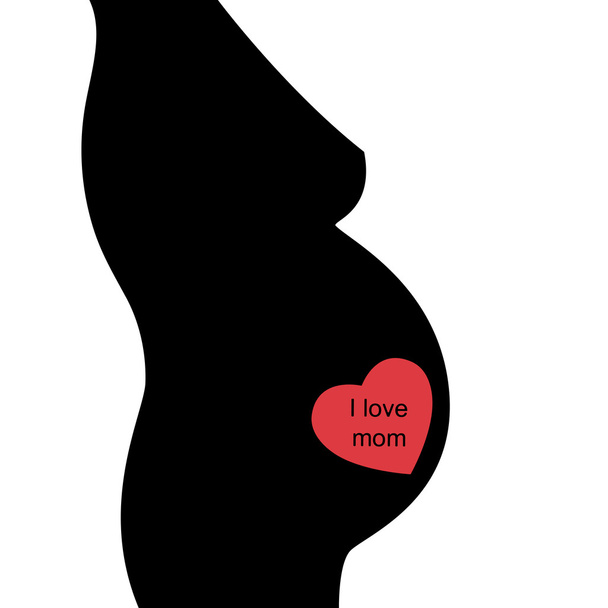 Amo a mamá. Embarazo y maternidad. Silueta de mujer embarazada
. - Vector, imagen