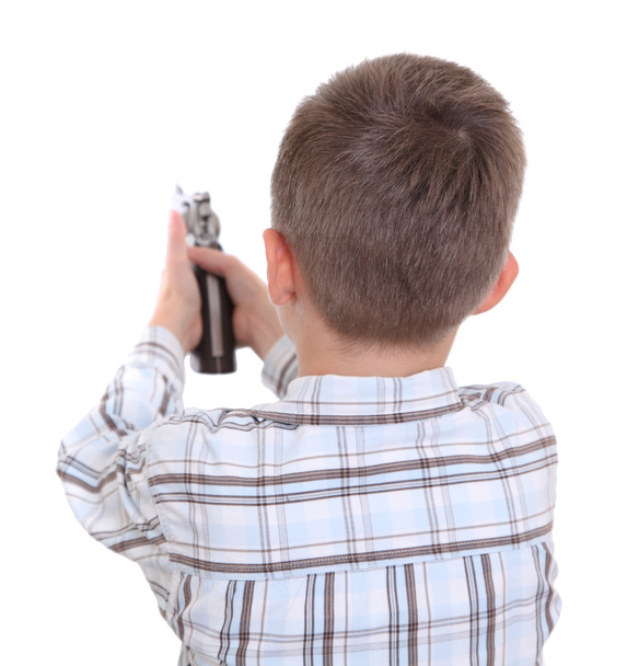おもちゃの銃を持つ少年 - 写真・画像