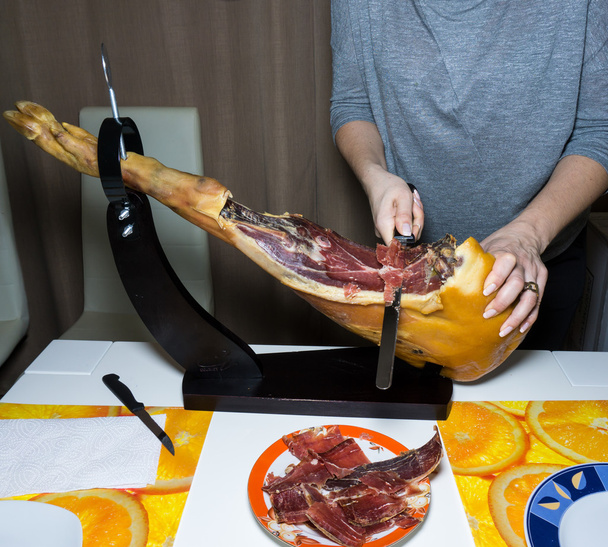 ham hand slicing hamon - Photo, Image