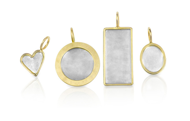 Oro Plata colgantes de baratija personalizables en blanco
 - Foto, imagen