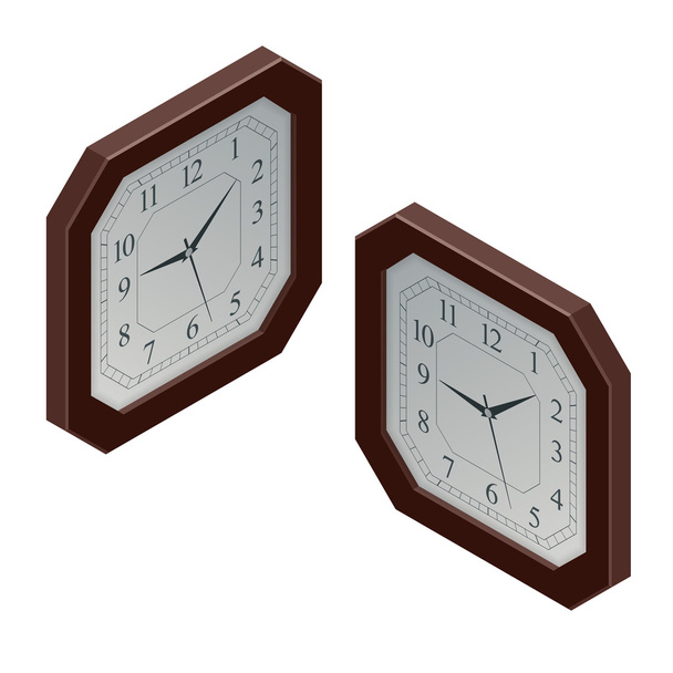 Clock isometric illustration. clock design concept. Flat 3d Vector illustration. - Vektor, kép