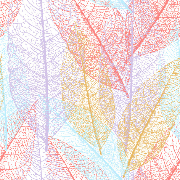 Naadloze patroon van bladeren in de zachte tonen. Vector - Vector, afbeelding