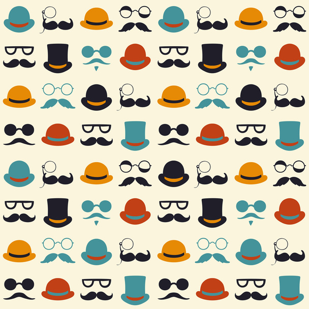 Seamless pattern with faces in hats - Vector, Image