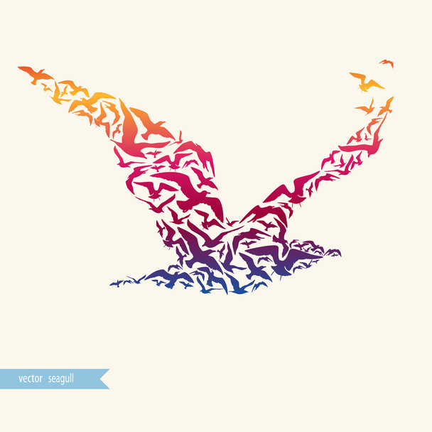 Seagull made of seagulls - Vector, Image