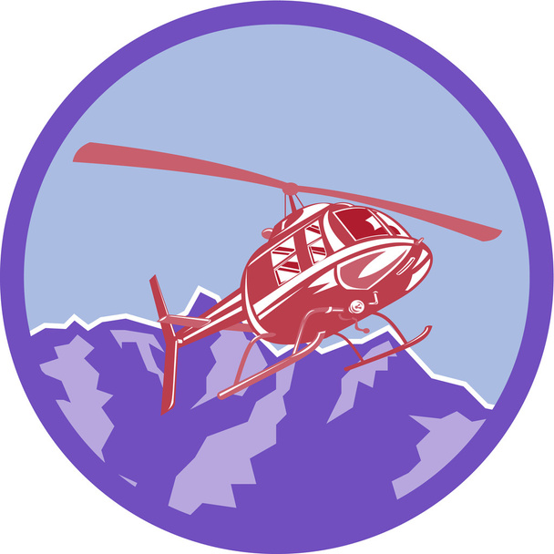 Helicopter Alps Mountains Circle Retro - Vector, Image