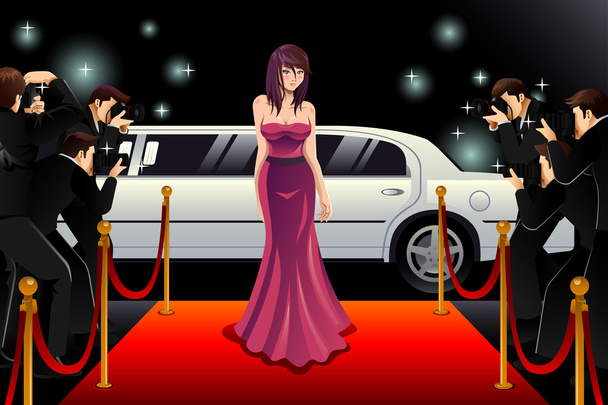 Woman Going to a Red Carpet Event - Vector, Image
