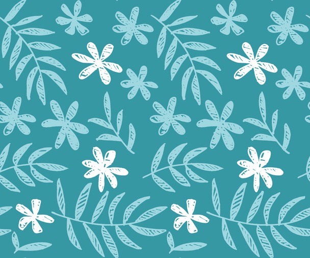 hand drawn vector seamless pattern of tropical floral  - Vector, Image