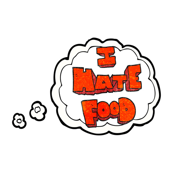 ajattelin kupla kuvioitu sarjakuva vihaan ruokaa symboli
 - Vektori, kuva
