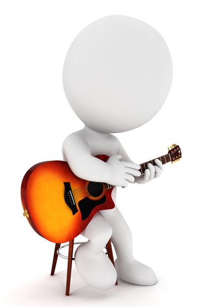 3D λευκό παίζει κιθάρα fingerstyle - Φωτογραφία, εικόνα
